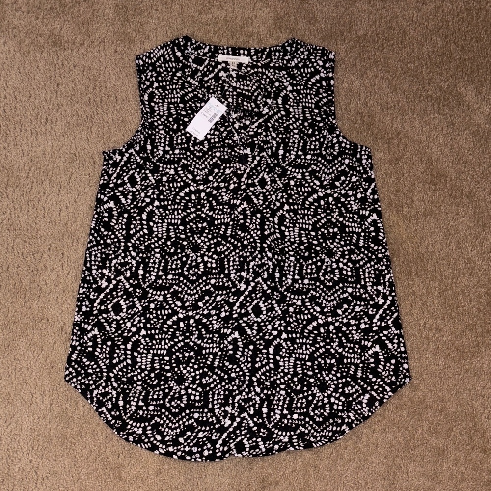 Maurices Black and White Patterned Tank Top